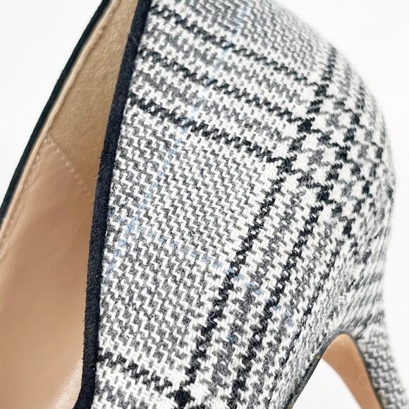 Manolo Blahnik Campari Houndstooth Wool Black Trim Mary Jane Heels Pumps IT 37.5 - Picture 8 of 11